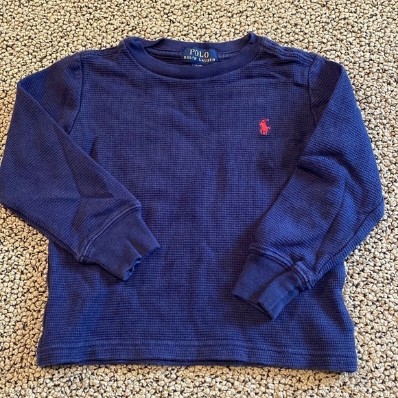 Polo Ralph Lauren Waffle Knit Navy Blue Shirt Size 4 in EUC - Picture 1 of 5